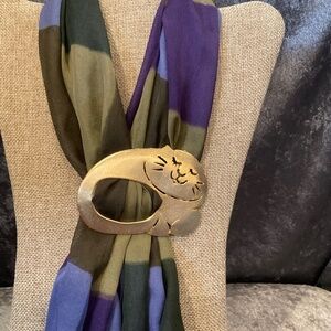 Vintage Ultra Crafts Gold Sleeping Cat Scarf Holder